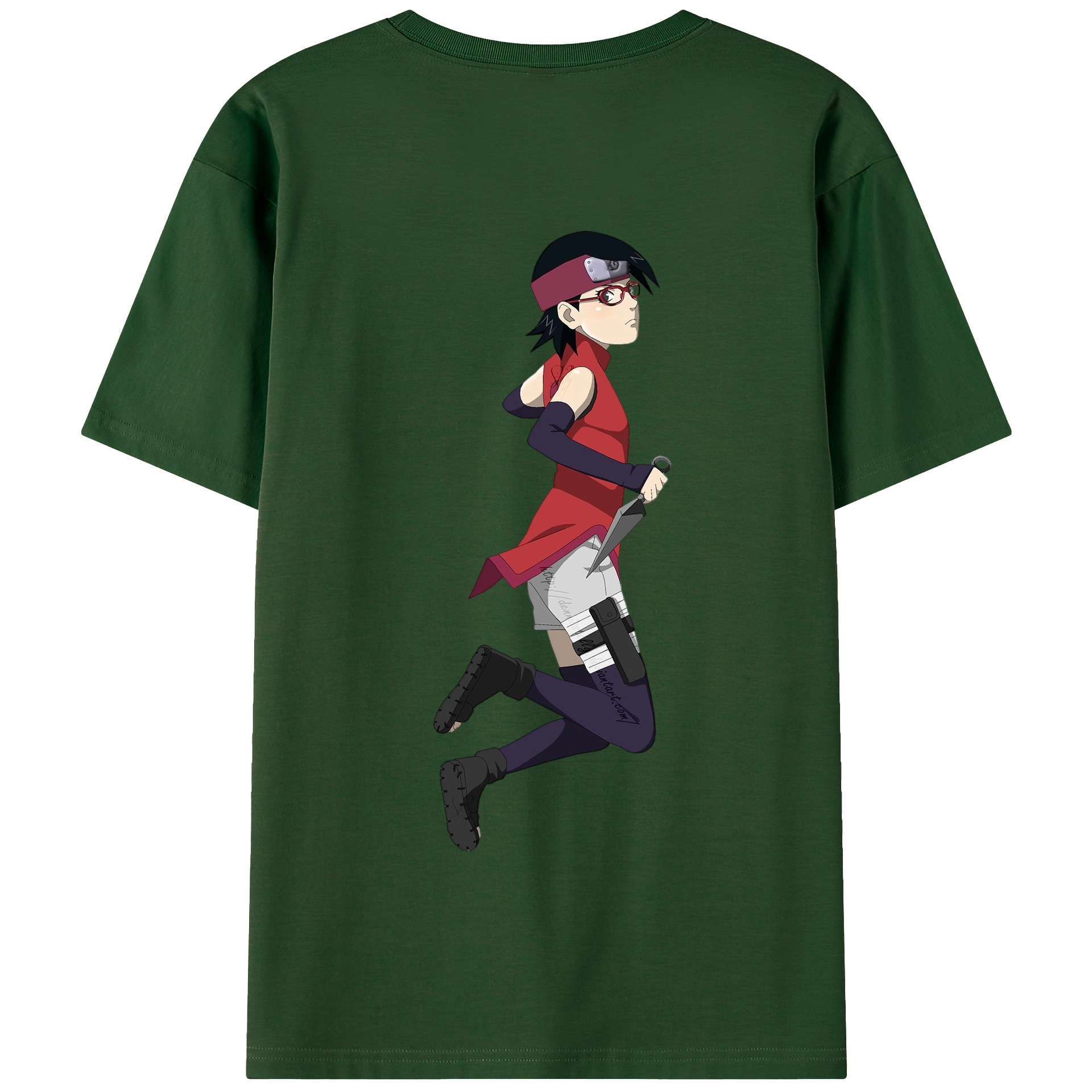 （画像用） NARUTO -ナルト- うちは サラダ Uchiha Sarada 綿100％半袖Tシャツ（背面プリント）